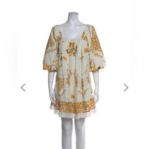 FARM Rio Floral Mini Dress - Cream and Orange